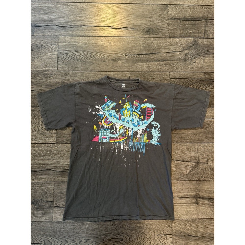Vintage Mens Tshirt DC‎ Shoes Gray Tee skate grunge Y2K Size Large
